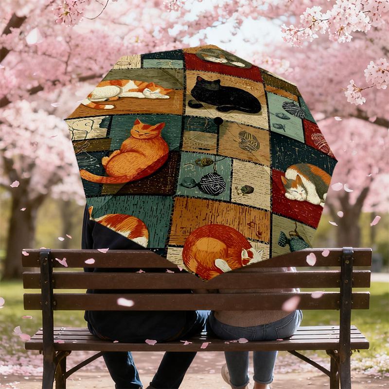 1PC cats quilt Umbrella-8-Rib Reinforced Portable Folding Travel Suitable for All Seasons Outdoor Daily Use -J0399