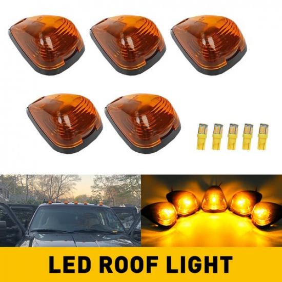 5X LED Amber Marker Roof Cab Lights Kit For 99-16 Ford F250 F350 F450 Super Duty