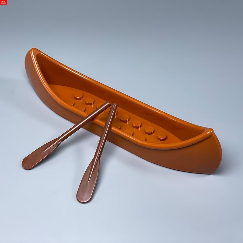 MOC Bricks Dugout Canoe Oar Ship Boat Camp Cabin Pirate Scene Accessory Military Assembled Building Block Accessories Kids Toys