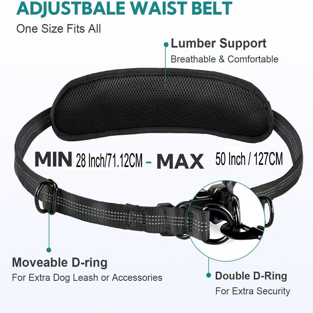 Outdoor Sports Pet Leash and Waist Pack with Lumbar Support, One-to-Two Pet Rope