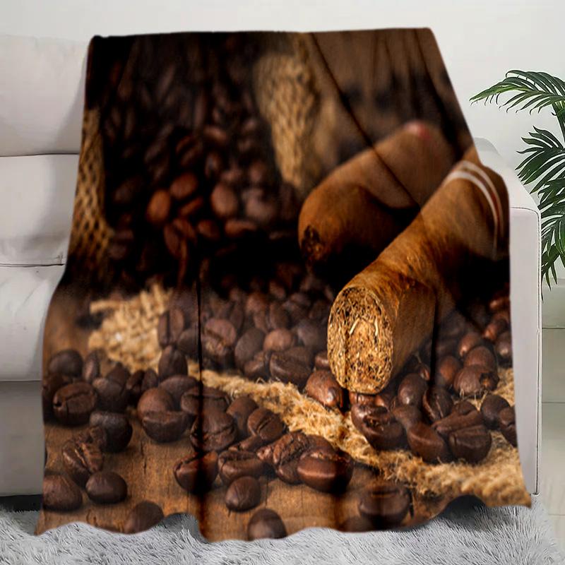 Coffee Bean Cigar Blanket Soft Comfortable All Seasons Perfect Sofa Office Naps Trips Birthday Gift Christmas Present