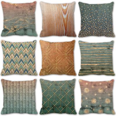 Green Ink Imitation Hot Gold Pillow Case Model Room Cushion Sofa Living Room Pillow