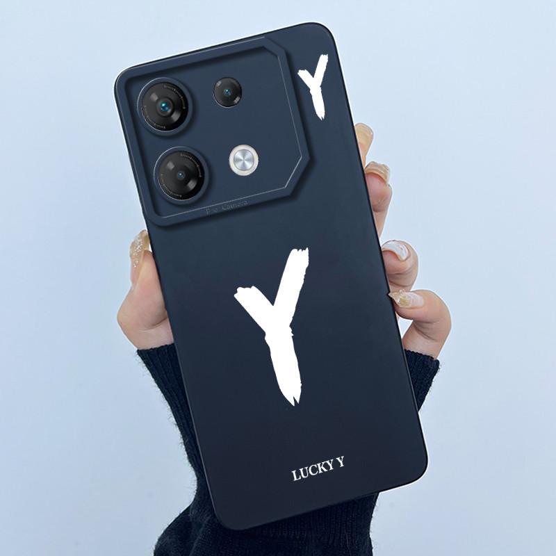 For Infinix GT 10 Pro X6739 Phone Case Lucky Initial Letter Matte Soft Silicone Shell For InfinixGT 10Pro GT10 Pro Cover Casing