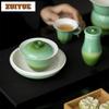120ml Gradient Ramp Emerald Green Gaiwan Elegant Not Hot Tea Tureen Tea Bowl With Lid Kit Tea Making Cover Bowl For Tea Craft