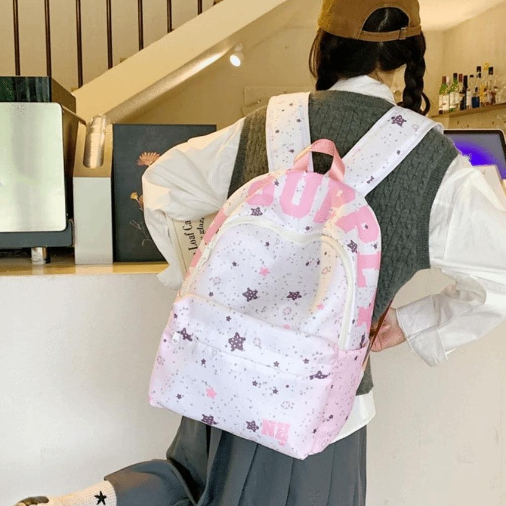 Letter Print Oxford Cloth Backpack Large Capacity Students School Bag Star Backpack  Travel