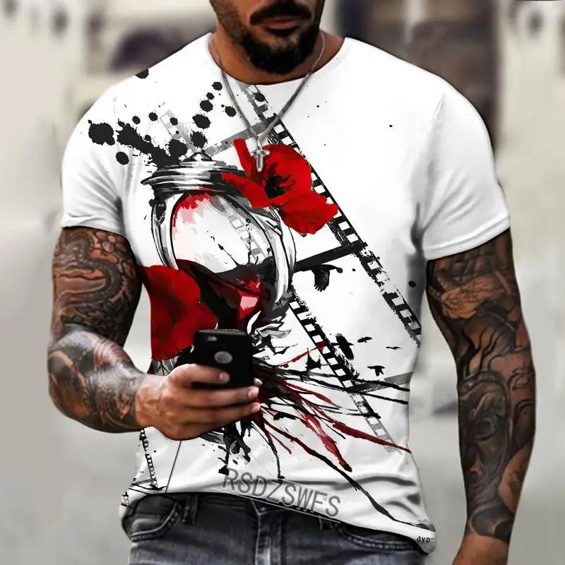 2026 Summer Men s Short Sleeve 3D Printed Pattern Retro Compass Street Cool Trendy S