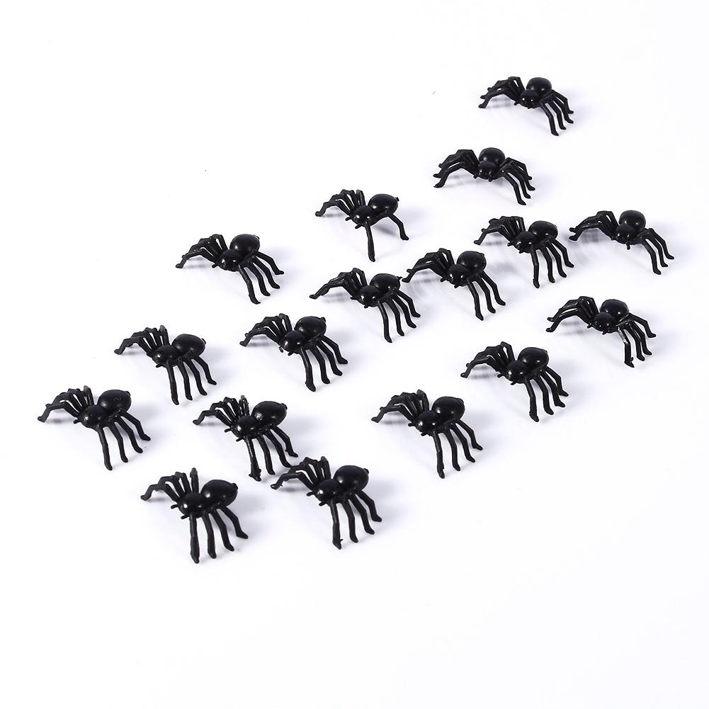  Halloween Small Black Spiders, 50PCS  Plastic Fake Spider Toys for Decor Prank Props with 2cm Lifelike Spiders 
