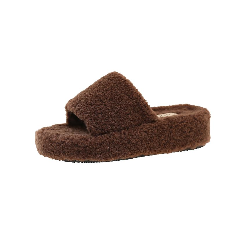 Mode Damen Pelz Hausschuhe Lässige Flache Schuhe Mode Kurzer Plüsch Wildleder Zehentrenner 2025 Winter Gemütliche Slingback Damen Pantoletten Zapatos Mujer