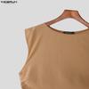 INCERUN Men Two Pieces Sleeveless Ruffled Tank Tops and Trousers Casual Pants Sets Outfits