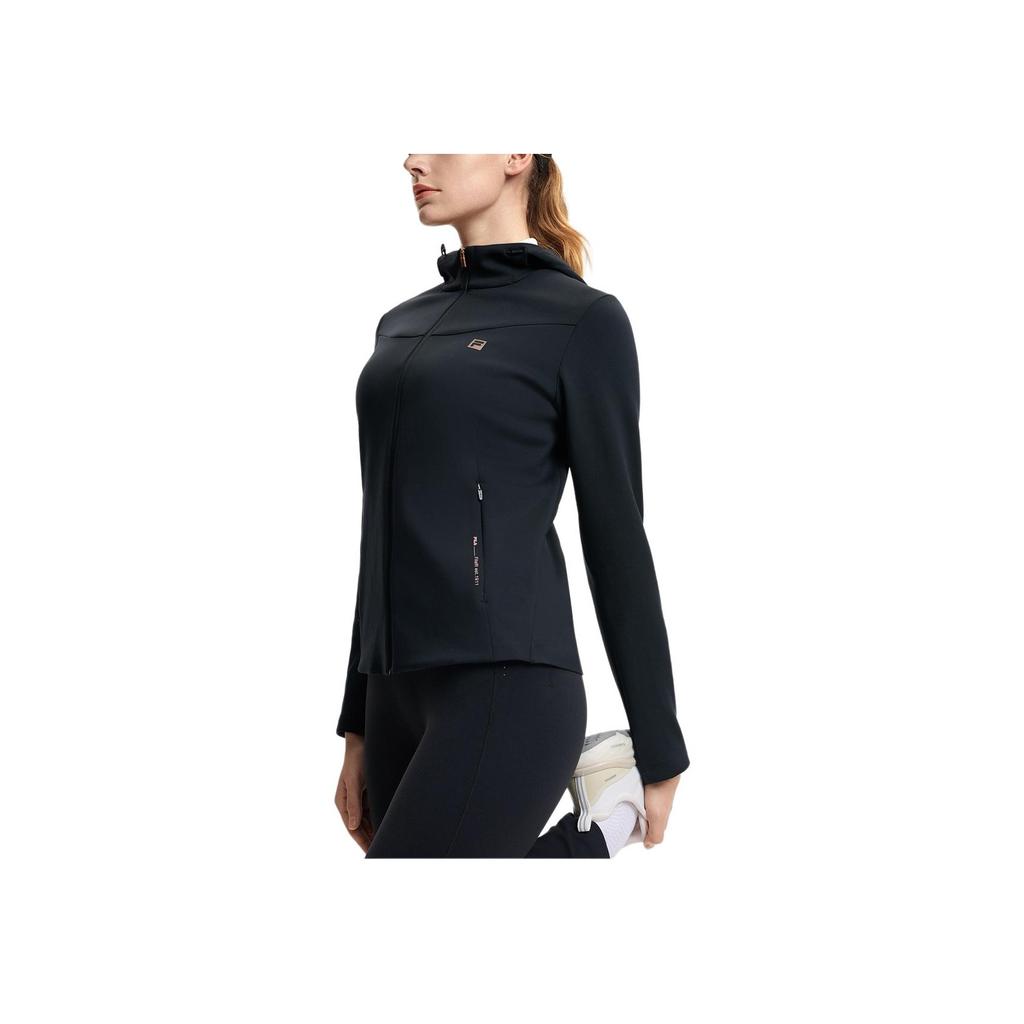 Fila Fitness Knitted Hooded Comfortable Long Sleeve Jacket Women Jackets Deep-Black A11W511503F-BK