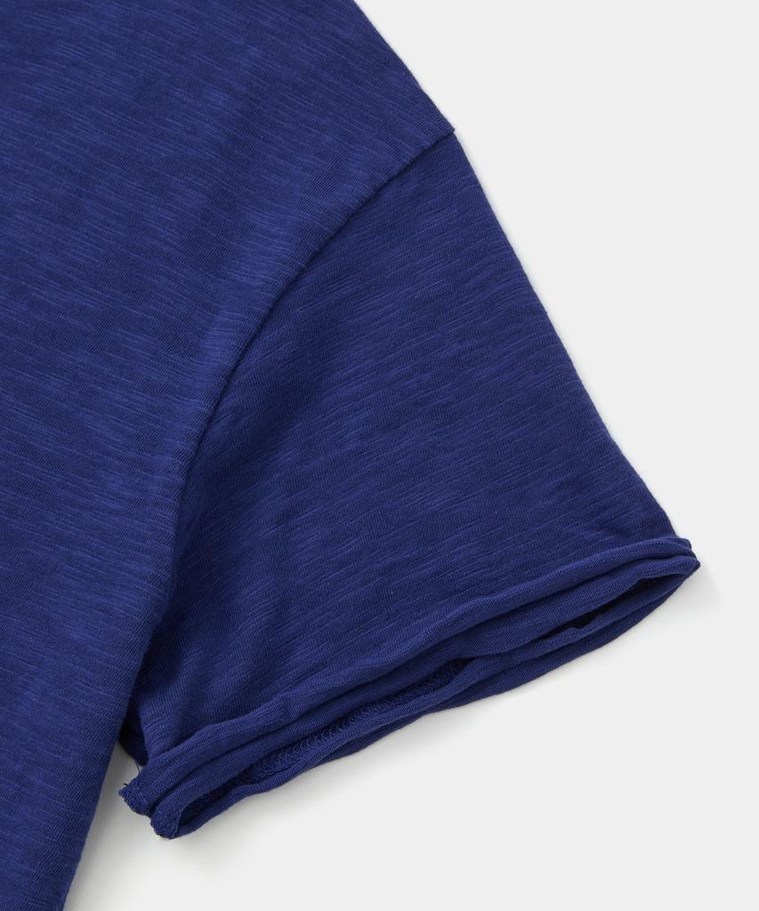 Laikeueomojeu Cutoff One-Wash Crop Short Sleeve Tee_Blue