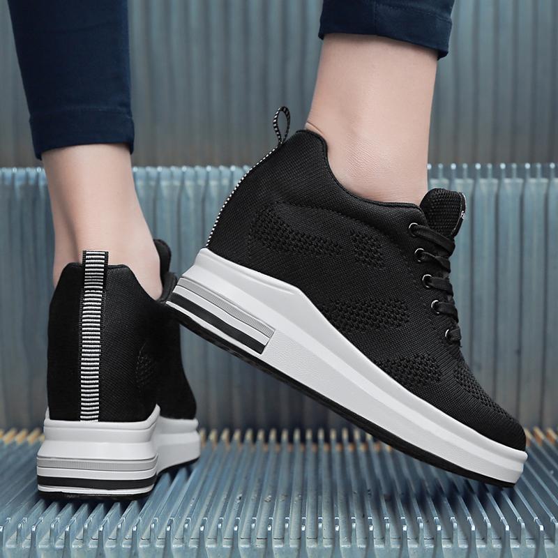 

Женская обувь для увеличения роста, в корейском стиле, белая, повседневная, на толстой подошве, сетчатые балетки, весенне-осенние туфли на высоком каблуке для ходьбы 39