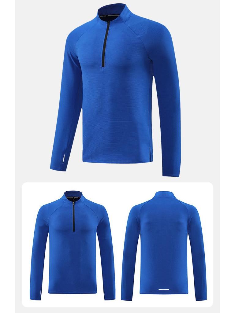 Men's Quick-Dry Half-Zip Stand-Collar Sweatshirt for Autumn/Winter Running and Training.