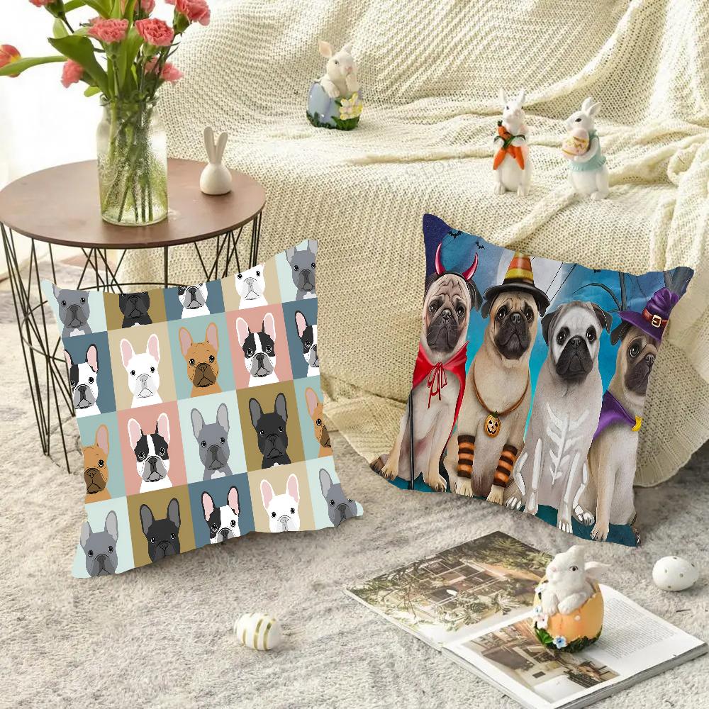 Bulldog Badewannenkissenbezug Quadratisches Kissen Schlafzimmer Sofa Freizeit Komfort Kissen Auto Wohnzimmer Heimdekoration