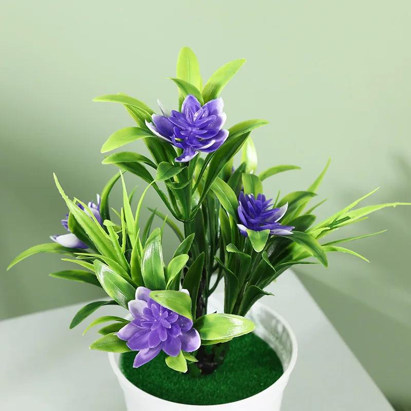 Artificial Potted Simulation Fake Lotus Yellow Red Orange Pink Purple Plants Flower Home Garden Table Decoration Room Ornaments