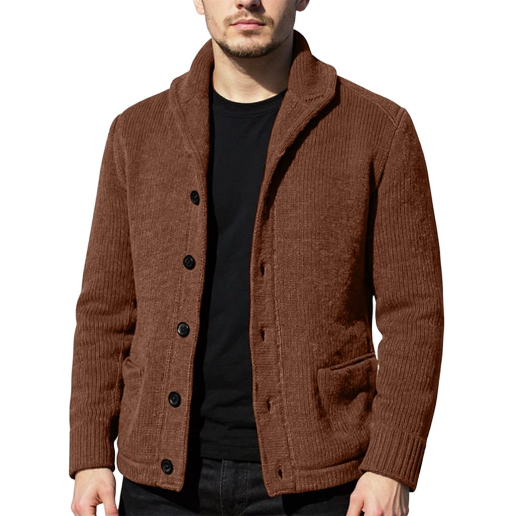 Herre Cardigan Casual Sjal Langermet Ensfarget Knappelukking Jakke