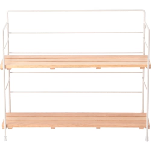 Fuji Boeki Mini Shelf, Storage Shelf, Width 34.5 x Depth 10.5 x Height 29.5 cm, White x Natural, Interior Rack, Foldable, 55005