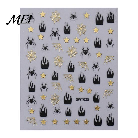 Easy Application Nail Art for Novices Halloween Stickers, Glitter Gothic Bat Decals, Creative DIY Consumables Self-Adhesive Accessories Women