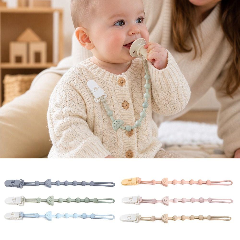 Anti-Lost Baby Pacifier Clip Solid Color Dummy Chain Silicone Pacifier Chain Newborn Infant Baby