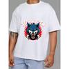 White T Shirt with Wolf and Terror Crew Graphic for Casual Wear