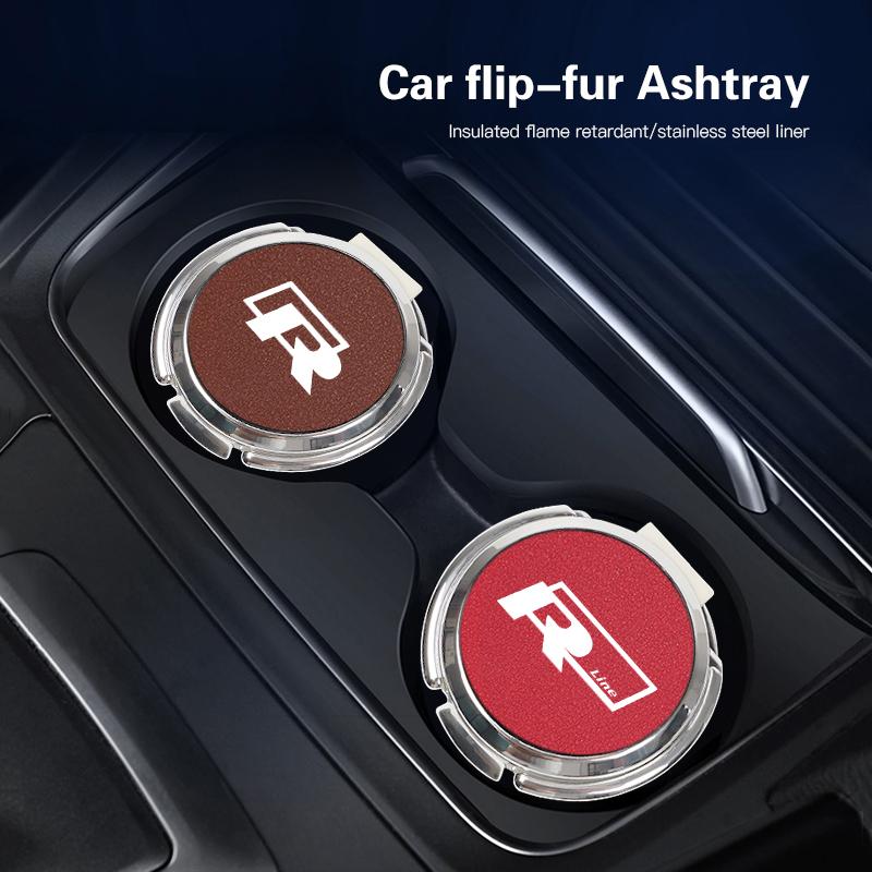 T312026 Hot VOLKSWAGEN Car Interior Ashtray Portable Garbage Box Storage Barrel For VW RLine Golf Tiguan Jetta Transporter Passat P