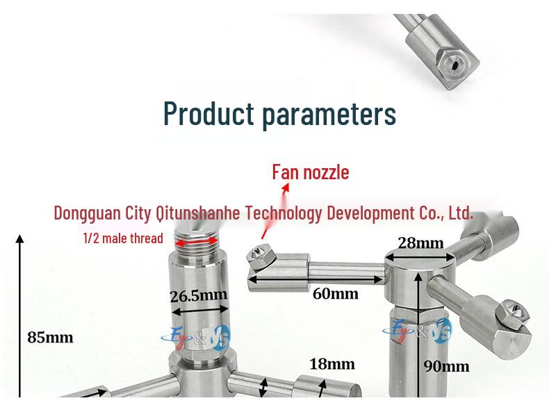 Three-Head Rotating Spray Nozzle for Fan-Shaped Bottle and Can Cleaning with Extension Rod for Food Can Rinsing and Car Wash.
