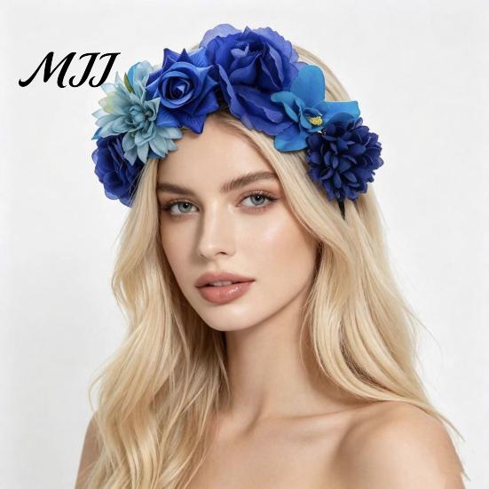 Floral Headband For Women 3D Flowers Hair Hoop, Halloween Party Headband, Simulated Accessory Rose for Vacation Dance Accessories Gift Hoop