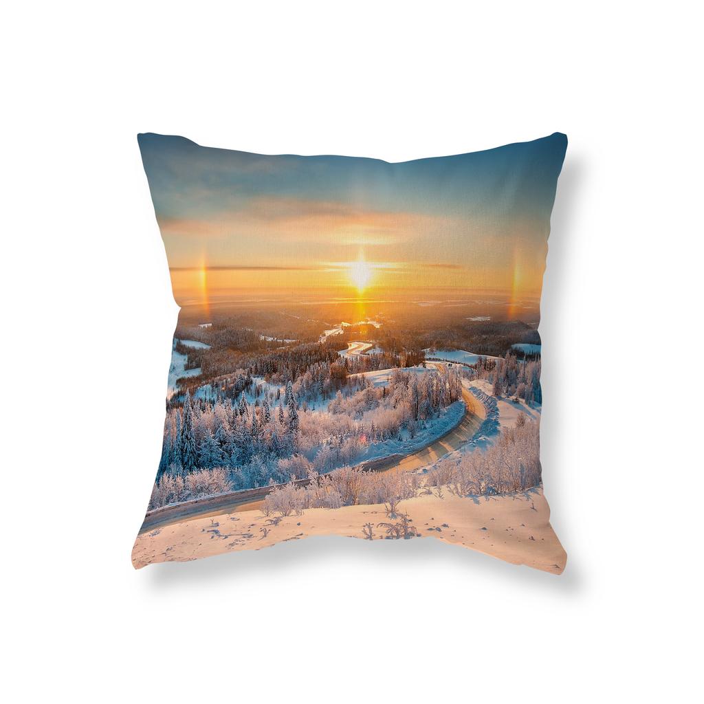 Winter Sunrise Sunset Snow Scene Throw Pillow Cover Sofa Decorative Pillow Cover Chair Cushion Cover Room Aesthetics Home Decor