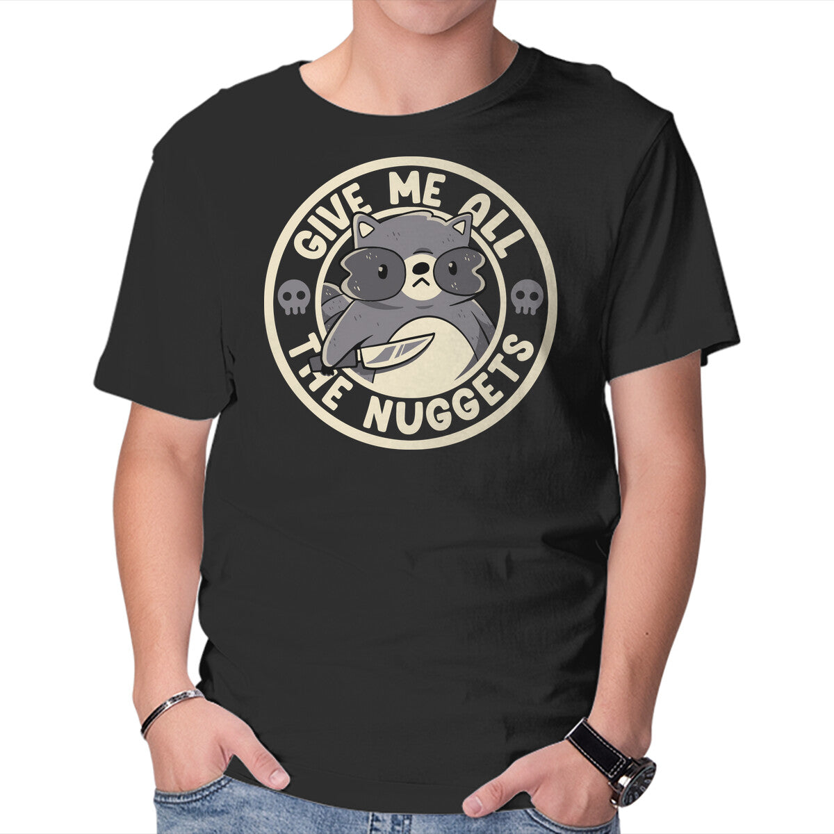 Unisex Crew Neck T-Shirt Give Me All The Nuggets Graphic Short Sleeve Casual Tee S