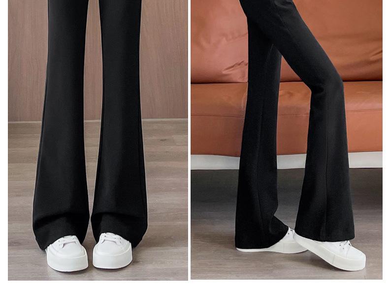 Women's Black High-Waisted Flared Pants - Fall 2025 Slimming Fit, Micro-Flared Casual Trousers