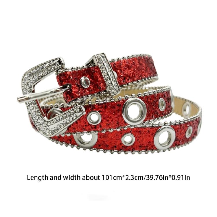 Shinning Rhinestone Buckle Belt Woman Punk Girls Locomotive Belt for Jeans Skirt