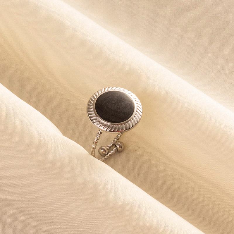 Punk Vintage Black Enamel Ring Stainless Steel Open Rings For Women Men Jewelry Fire Evil Eye Bague Acier Inoxydables Femme Gift