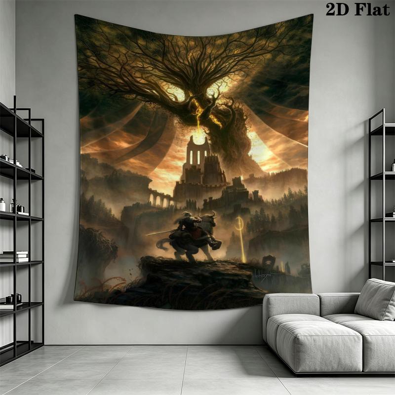 Elden Ring Wall Tapestry Aesthetic Wall Hanging Printed Fabric Blanket Decorative Tapestries for Bedroom Living Room Home Decor