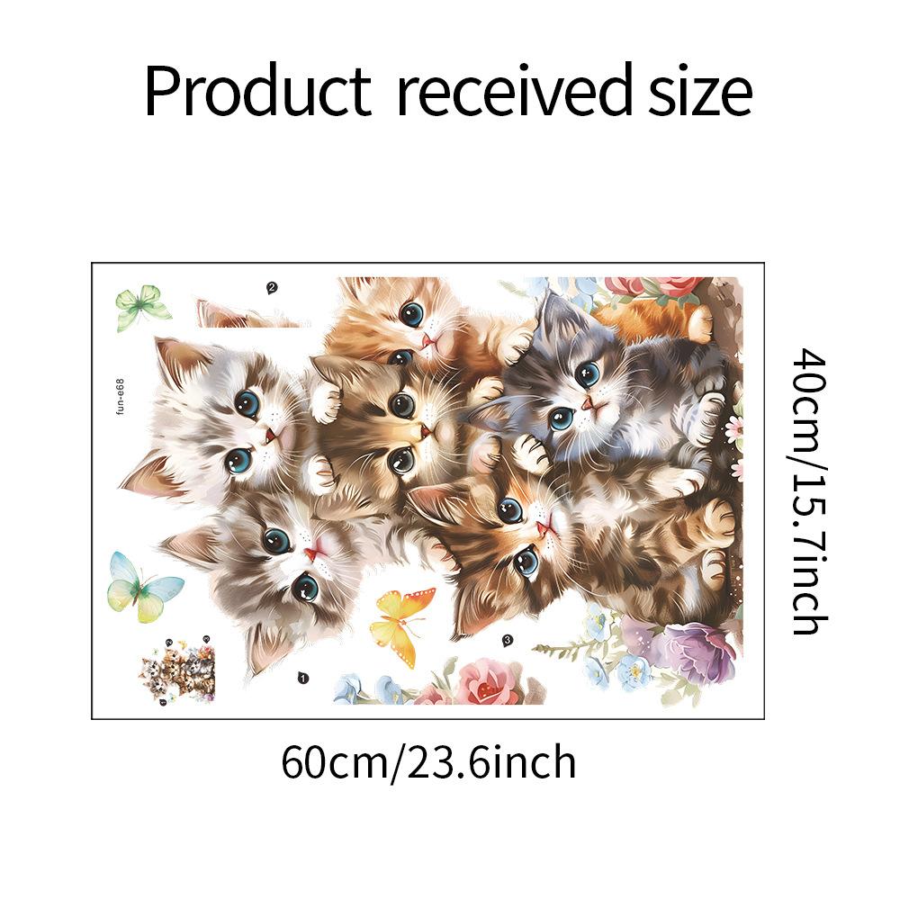 Cartoon Cute Kitten Wall Stickers Animals Murals Decals for Children's Bedroom Living Room Wallpaper