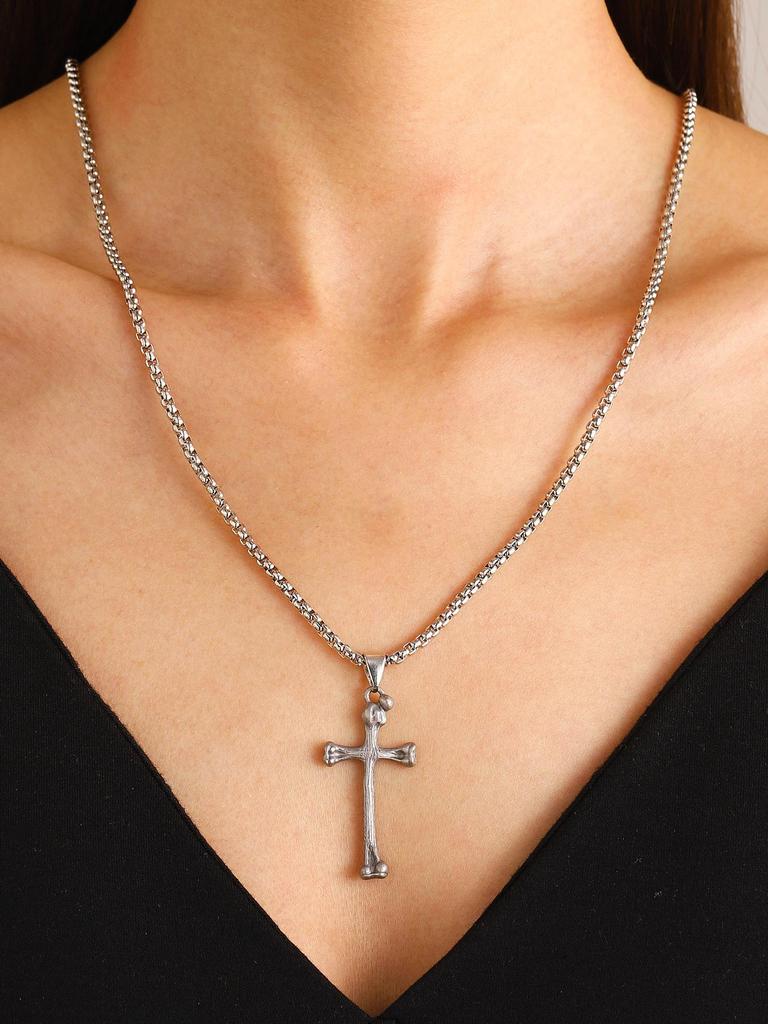 Women's Geometric Diamond Cross Necklace - European & American Punk Hip-Hop Style Choker