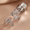 Hip-Hop Stainless Steel Circular Threaded Ring Set for Women Personality Irregular Metal Lava Line Index Finger Rings Jewelry