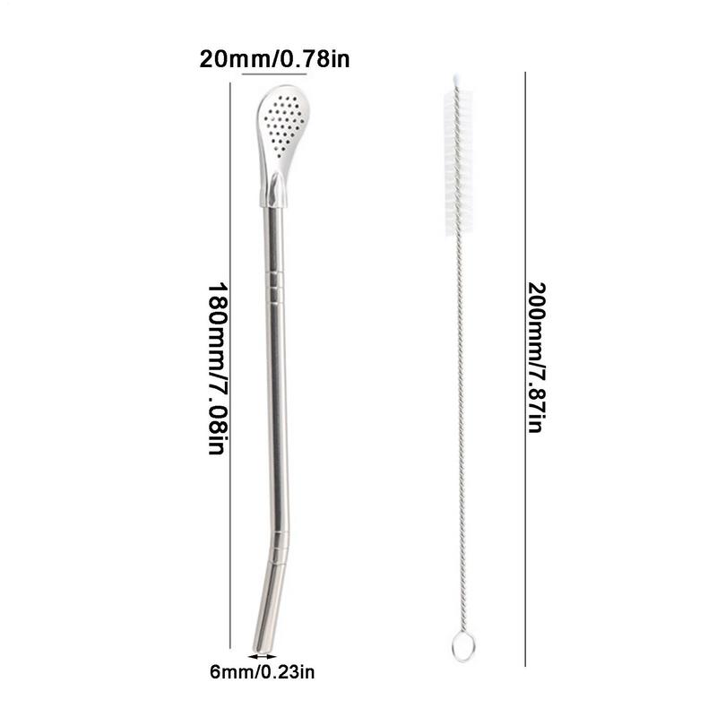 Stainless Steel Straw Filter Spoon Food Grade Coffee Stirring Spoon Juice Milk Cocktail Stainless Steel Straw Spoon Tea Bar Tool