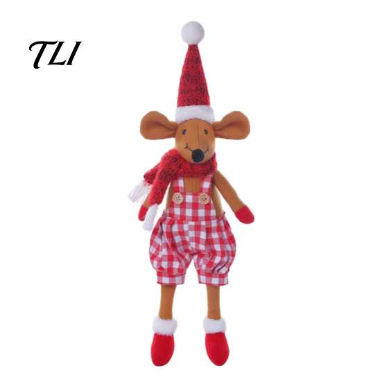 Zacht Knuffel Cadeau Kerst Knuffel Muis Pop, Knuffeldier Speelgoed met Kerstmuts, Pop Schattig Ornament voor Feestelijk Huis Tafelblad Plank Decoratie Kerstboom