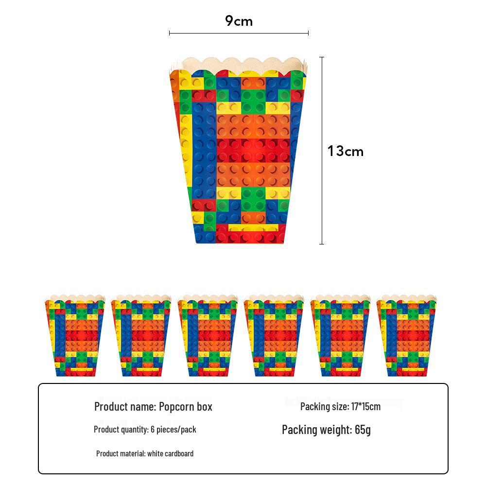 Building Blocks Birthday Party Set: Children's Game Blocks & Disposable Tableware