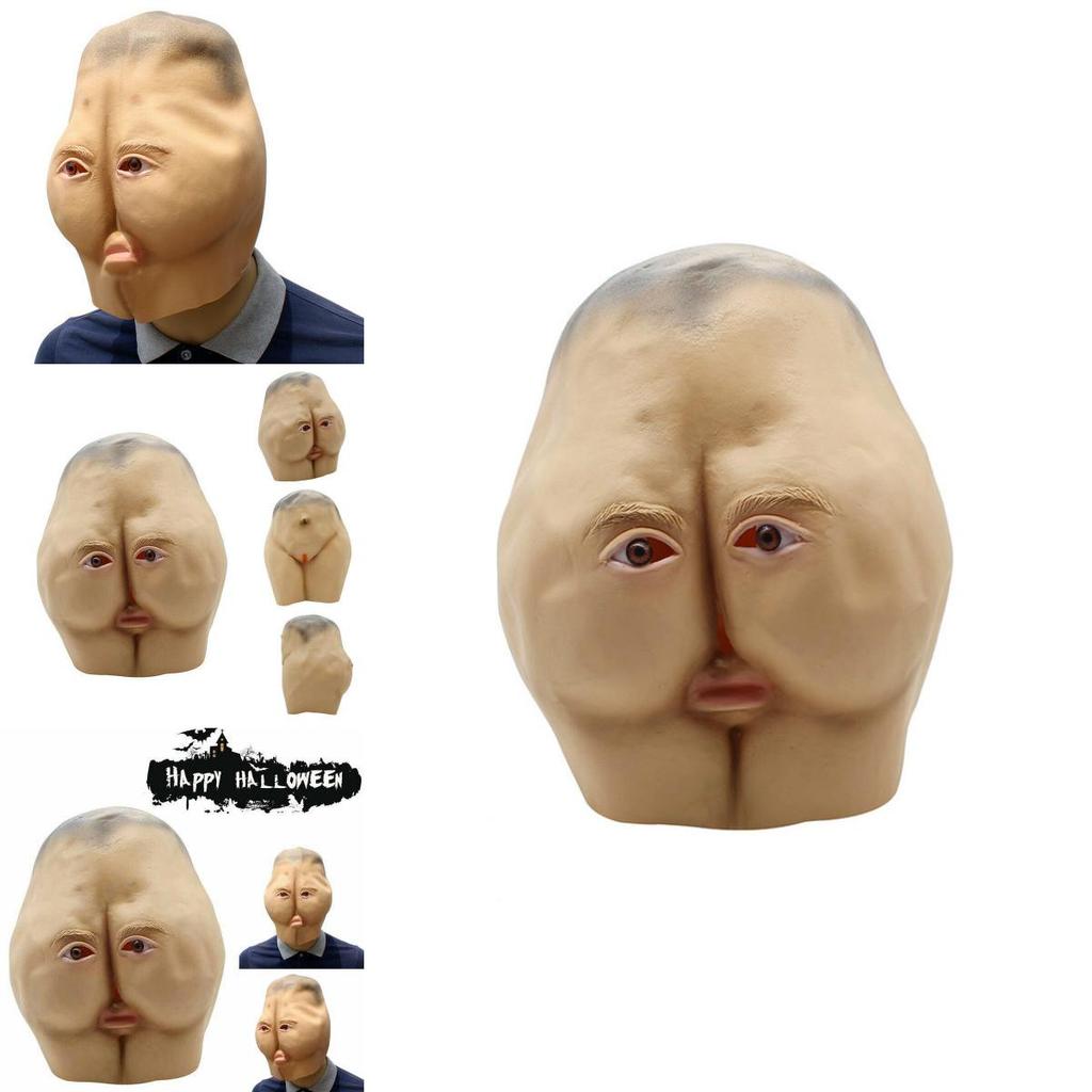 Lifelike Halloween Party Mask Featuring Eco-friendly Latex Butt Head Design