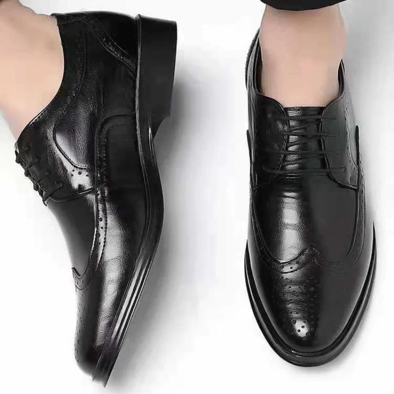 Pointed Toe Breathable In Summer Official New Social Shoe for Men 39 Gentleman Leather Casual Dress Shoes Man Low Price Clothing