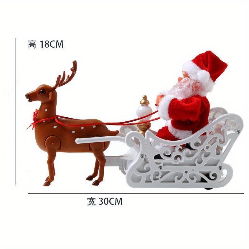Electric Musical Animated Santa Claus Reindeer Sleigh Christmas Desktop Ornament Party Gifts For Children Xmas Decor