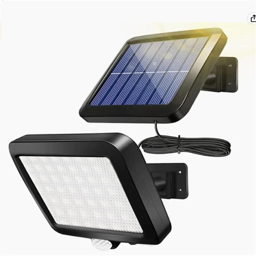 Ny Forbedret Solcelledrevet Utendørs Bevegelsessensorlampe med 56 Sterke og Pålitelige LED - Ideell for Terrasse, Hage, Dekk, Garasje, Innkjørsel