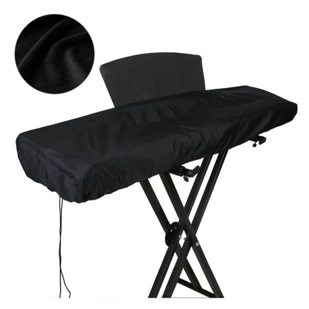Pokrowiec na pianino Miękki Elastyczny Regulowany Pasek Klamra Pokrowiec Przeciwkurzowy na Pianino 88 Klawiszowe Czarny