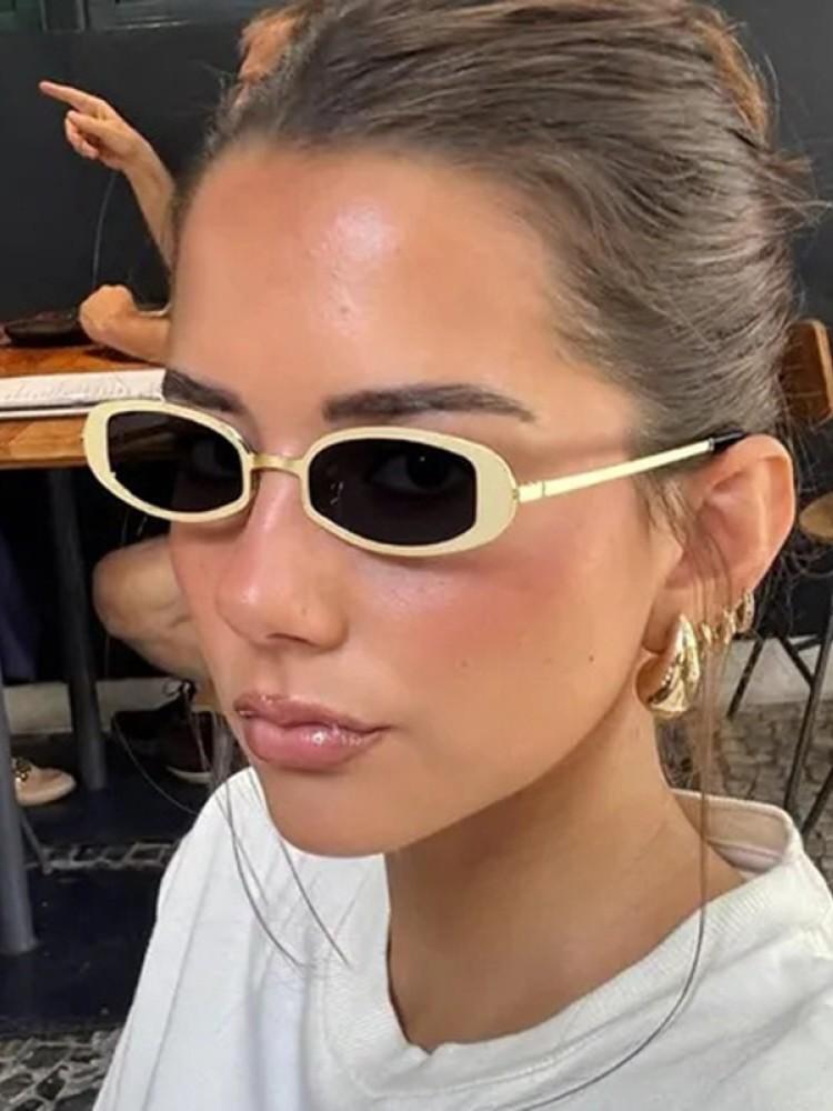 Vintage Round Oval Sunglasses Women Luxury Brand Designer Metal Sun Glasses Men Fashion Eyewear Gafas