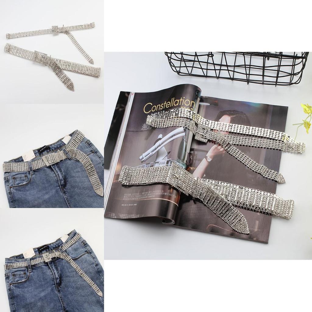 Women Decorative Crystal Waist Strap With Metal Buckle For Formal Dresses