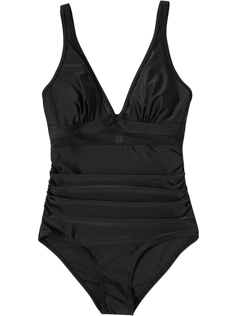 European & American High-Waist One-Piece Swimsuit - Sexy, Hollow Design