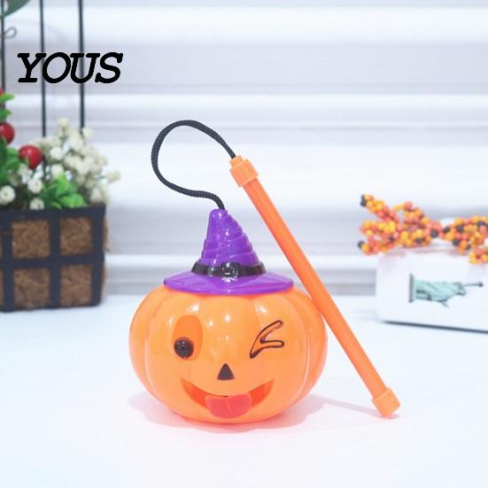 Handheld Pumpkin Lamp for Children Halloween Lantern, LED Light Up Lamp, Battery Glowing Party Prop Operated Decorative Plastic Lantern Kids, Holiday