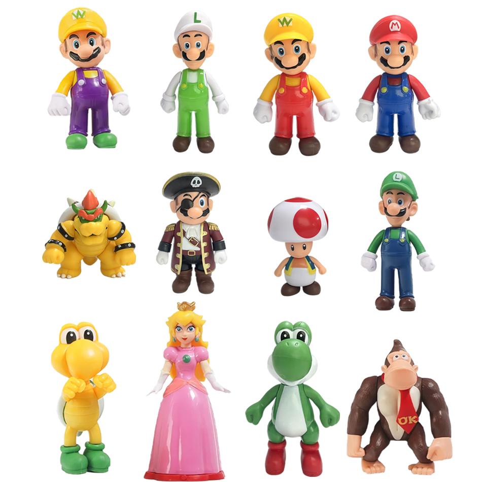 6/12pcs S Marios Bros PVC Action Figure Toys Dolls Model Set Luigi Yoshi Donkey Kong MushroomFor Birthday Gifts decorative
