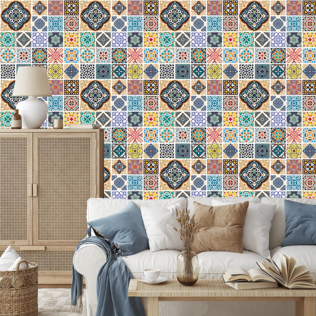 Colorful and oriental mosaic wallpaper for living room and bedroom 50x1000